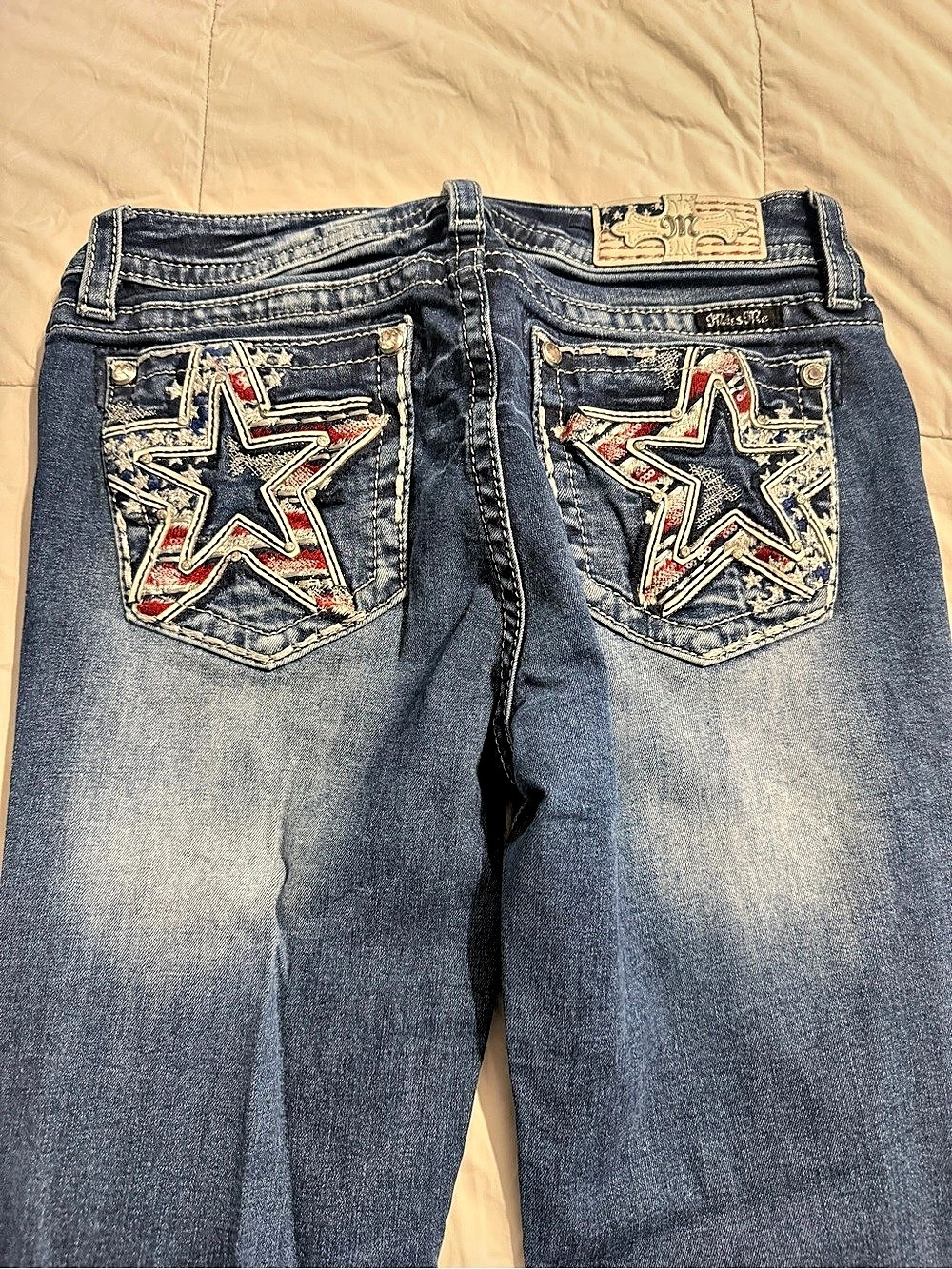 Miss Me Spangled Bootcut Jeans Blue Waist 29